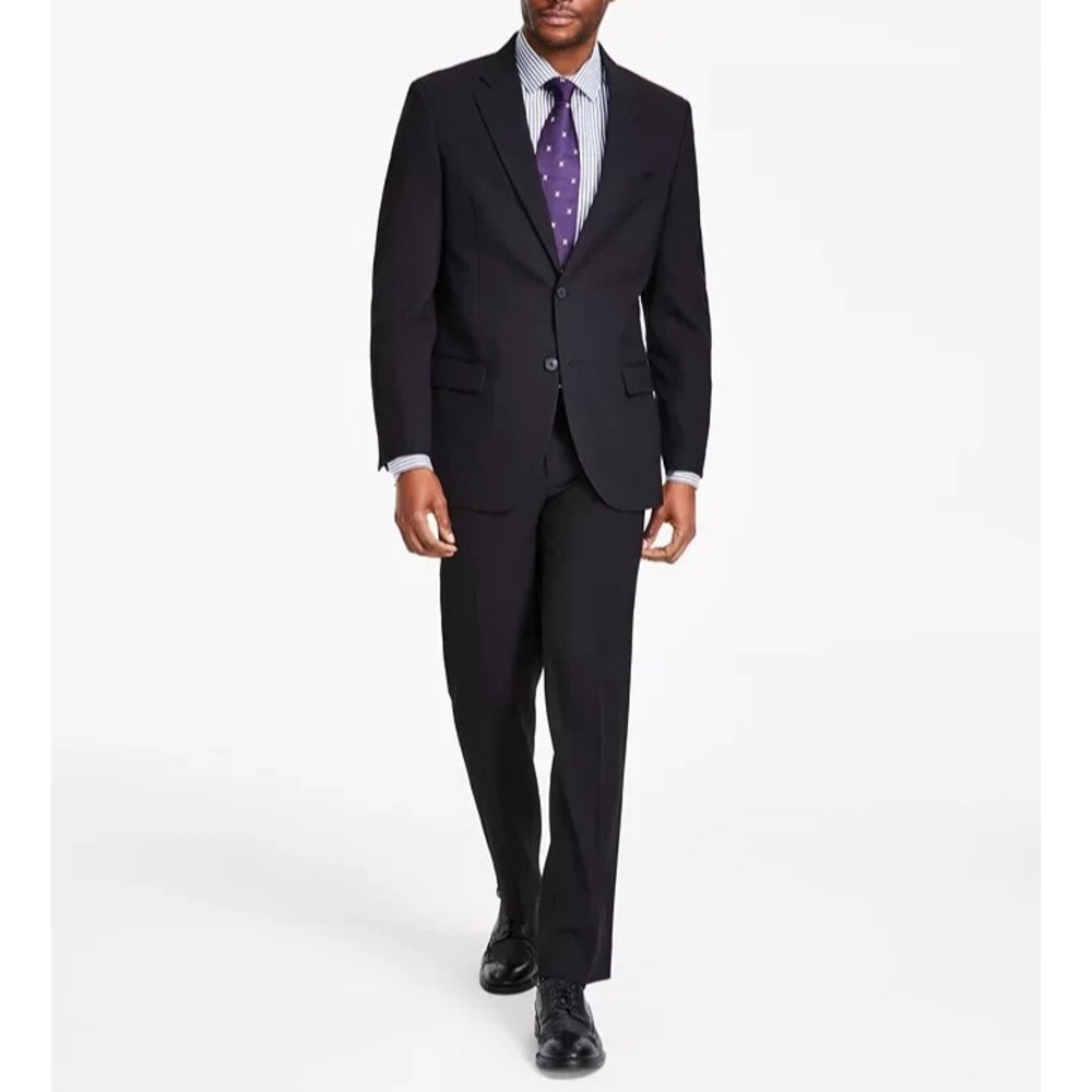 Nautica Men's Suit Blazer Jacket 44R Solid‎ Black E071105